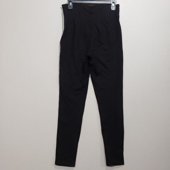 Zara Body Slimming Leggings Trousers Medium Black Side Zipper - Picture 2 of 8